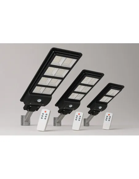 Lampă Stradală Solară Jortan 400W/300W/200W cu Senzor de Lumină, Telecomandă și Picior Metalic