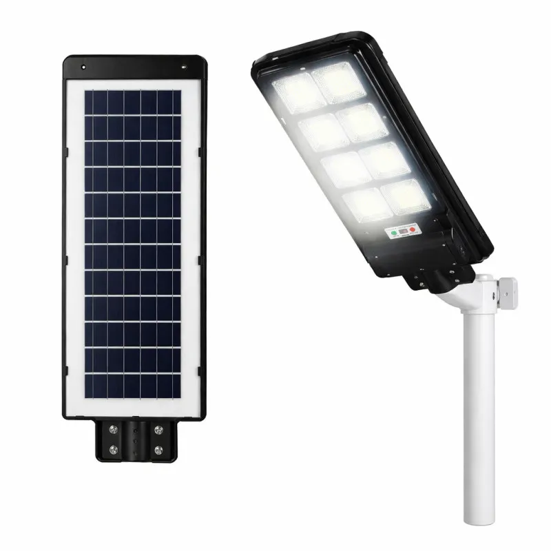 Lampă Stradală Solară Jortan 400W/300W/200W cu Senzor de Lumină, Telecomandă și Picior Metalic