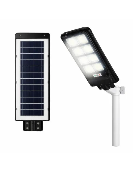 Lampă Stradală Solară Jortan 400W/300W/200W cu Senzor de Lumină, Telecomandă și Picior Metalic