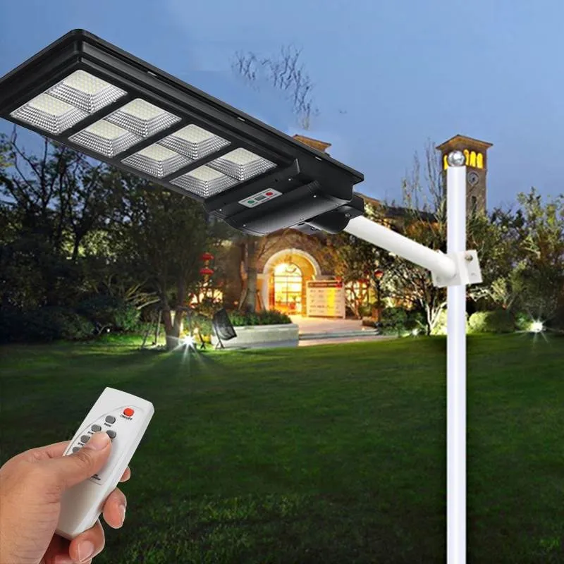 Lampă Solară Jortan 400W/300W, Autonomie 12-14h, Panou Fotovoltaic, Telecomandă și Picior Metalic