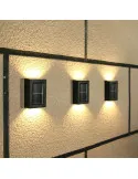 Set 2 lampi solare pentru perete exterior, iluminare sus-jos, lumina calda