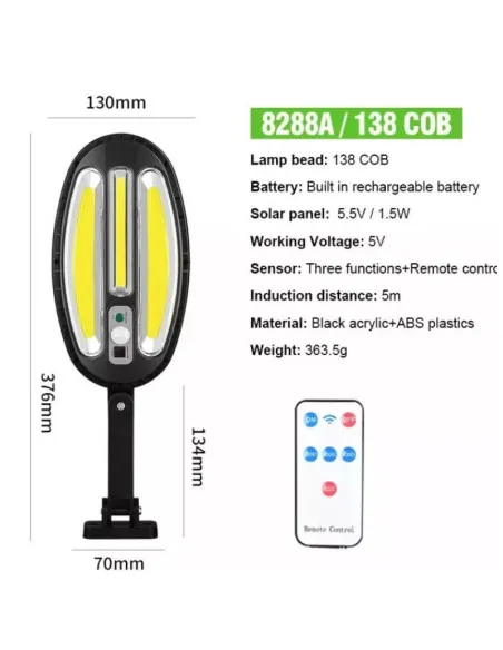 Lampa Solara HB-8288A OVALA 138 LED COB