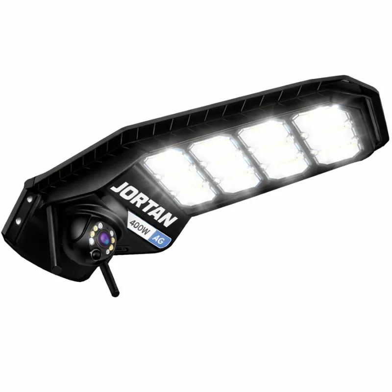 Lampa Solara cu Camera 4G 3MP - 400W Jortan - Baterie 26000mAh, Viziune Nocturna Color, Control Distanta