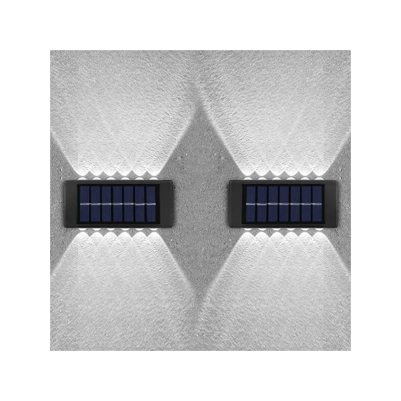 4 x Lampi Solare Bidirectionale,12 LED, Alb Cald