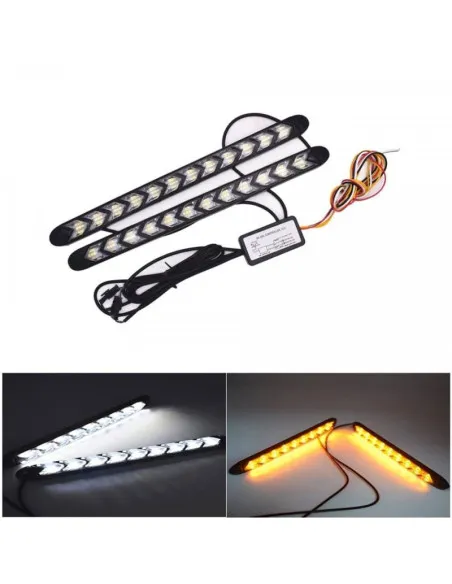 Set lumini auto LED DRL cu semnalizare dinamica, 12 module