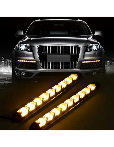 Set lumini auto LED DRL cu semnalizare dinamica, 12 module