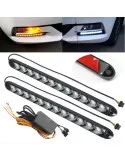 Set lumini auto LED DRL cu semnalizare dinamica, 12 module