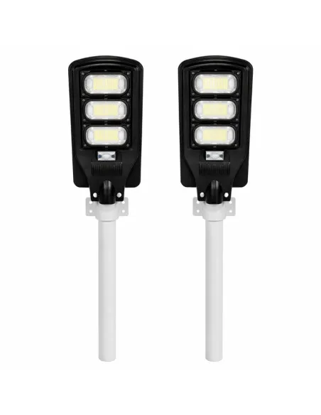 Set 2 Lampi Solare Stradale Jortan 150W - 3 Cadrane LED, Autonomie 14h, Senzor Crepuscular