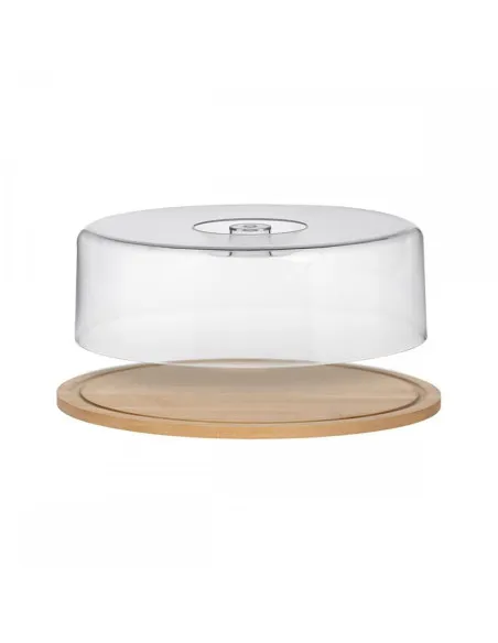 Suport din bambus pentru tort,capac plastic