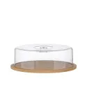 Suport din bambus pentru tort,capac plastic
