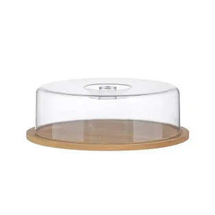 Suport din bambus pentru tort,capac plastic 2
