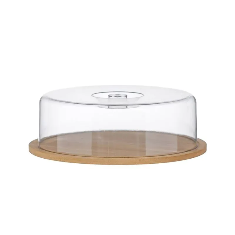 Suport din bambus pentru tort,capac plastic