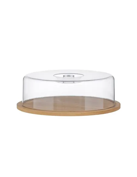 Suport din bambus pentru tort,capac plastic