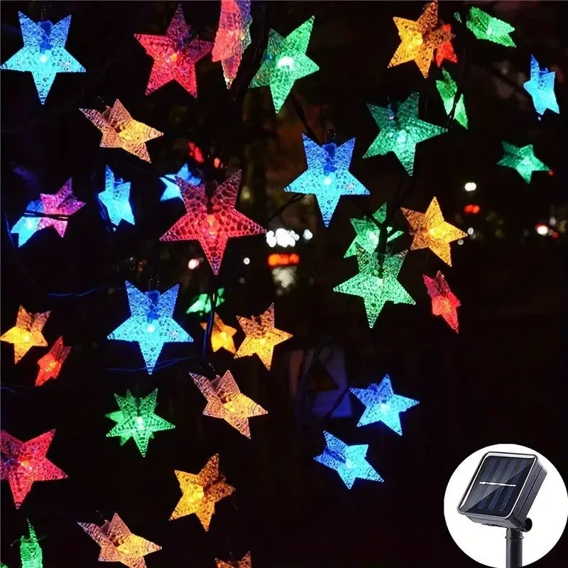 Instalatie solara cu 50 LED-uri, stelute, multicolor, 8 jocuri de lumini
