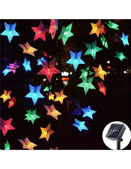 Instalatie solara cu 50 LED-uri, stelute, multicolor, 8 jocuri de lumini