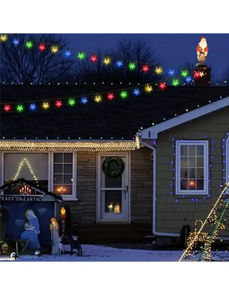 Instalatie solara cu 50 LED-uri, stelute, multicolor, 8 jocuri de lumini