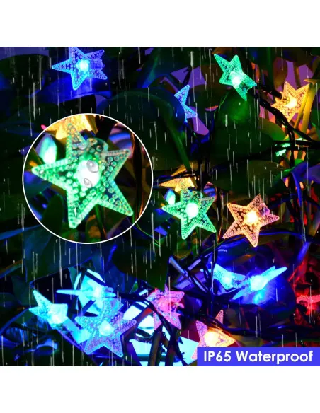 Instalatie solara cu 50 LED-uri, stelute, multicolor, 8 jocuri de lumini