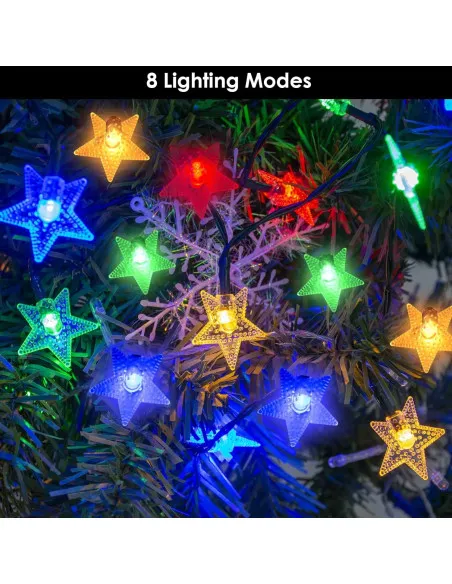 Instalatie solara cu 50 LED-uri, stelute, multicolor, 8 jocuri de lumini
