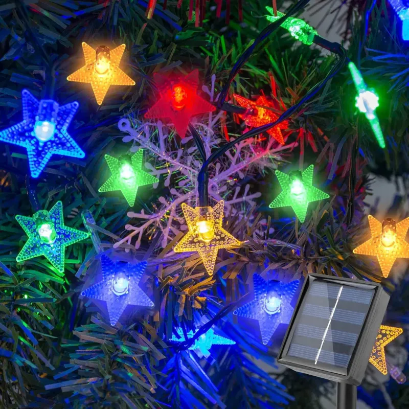 Instalatie solara cu 50 LED-uri, stelute, multicolor, 8 jocuri de lumini