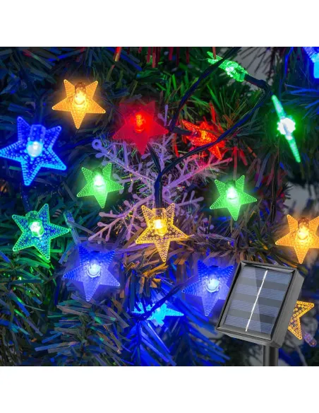Instalatie solara cu 50 LED-uri, stelute, multicolor, 8 jocuri de lumini