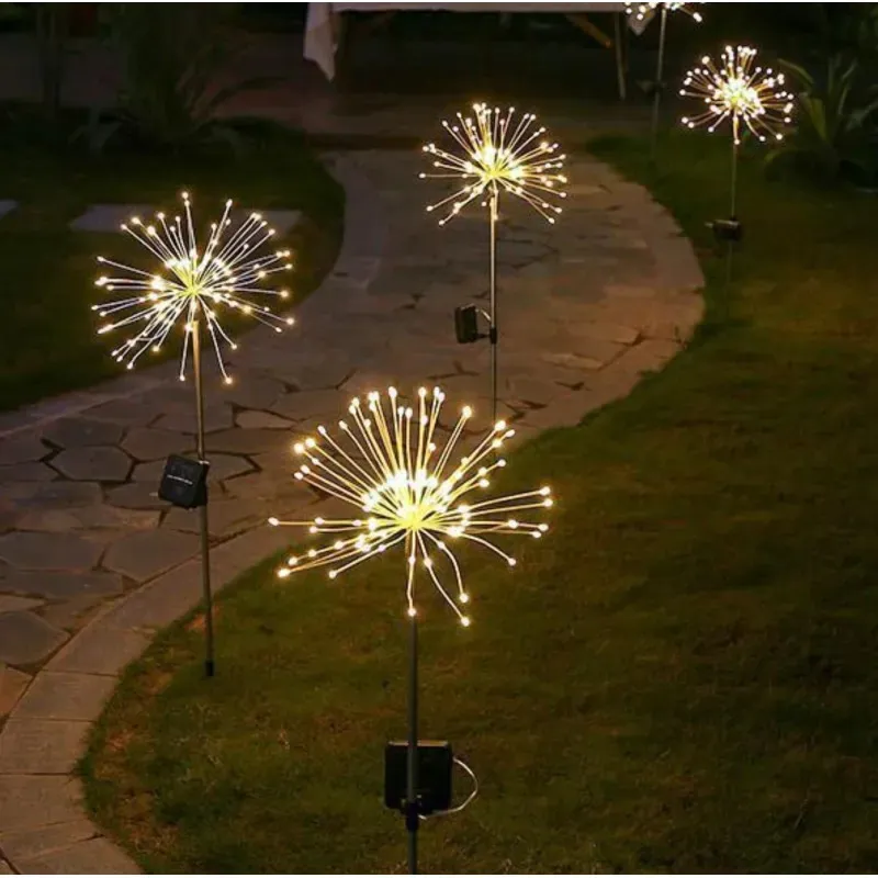 Set 2 x Lampa Solara Artificii cu Suport Metalic