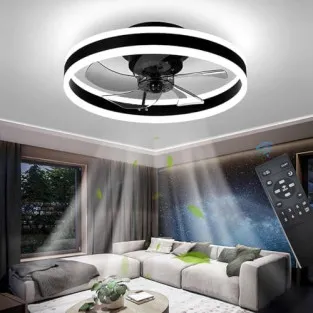 Ventilator Tavan LED OMGPFR 50cm Negru Dimmabil