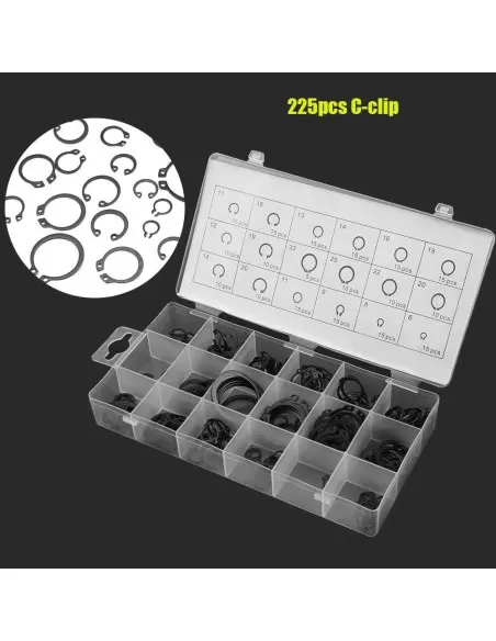 Set 225 sigurante tip inel Seeger pentru interior și exterior – 18 dimensiuni