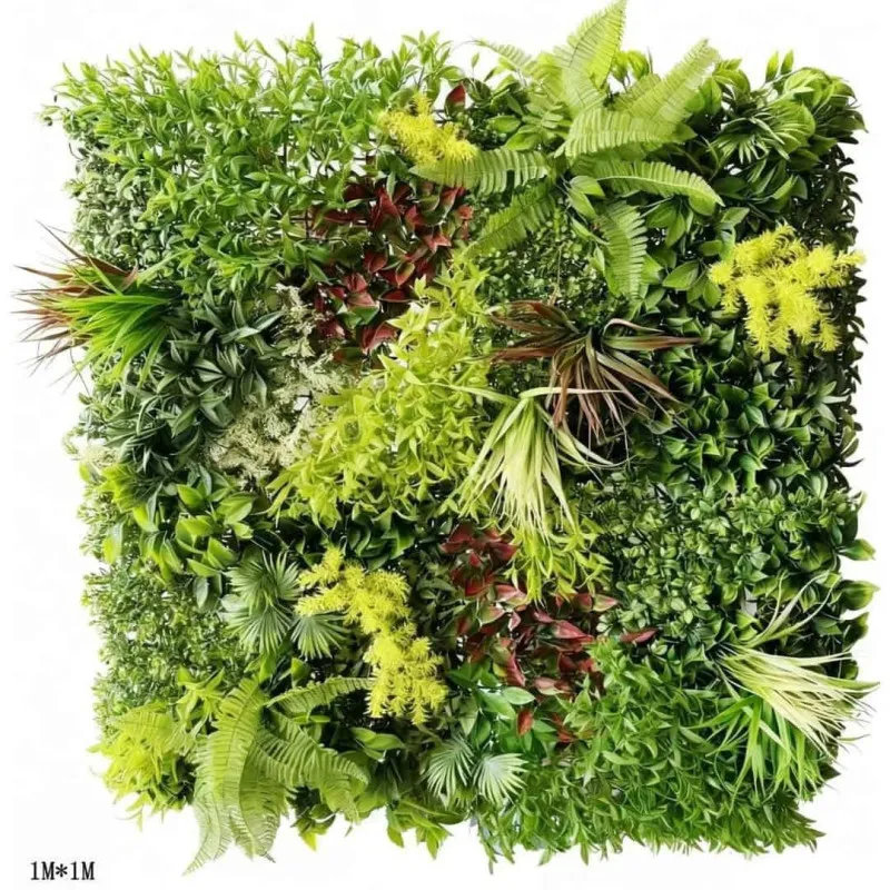 Panou Frunze Artificiale 1x1m, Perete Verde Decorativ, Rezistent UV, Interior și Exterior