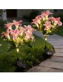 Set 2 Lămpi Solare LED Crini Roz 70cm IP65 Chic Mania