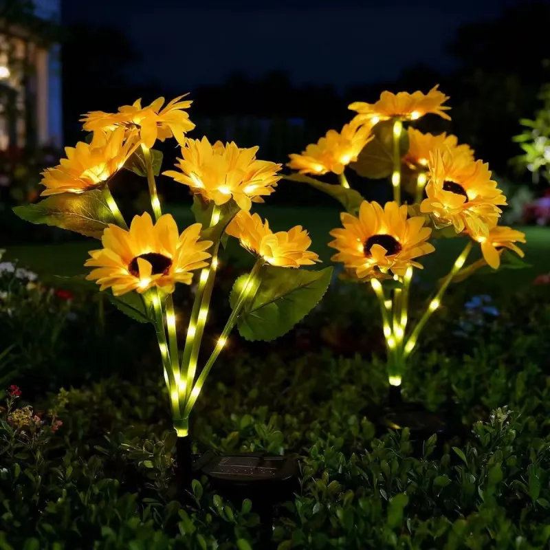 Set 2 Lămpi Solare Floarea Soarelui 70cm IP65 LED