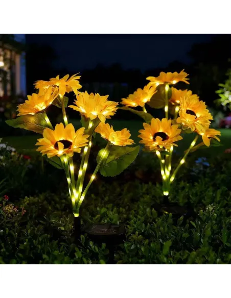 Set 2 Lămpi Solare Floarea Soarelui 70cm IP65 LED