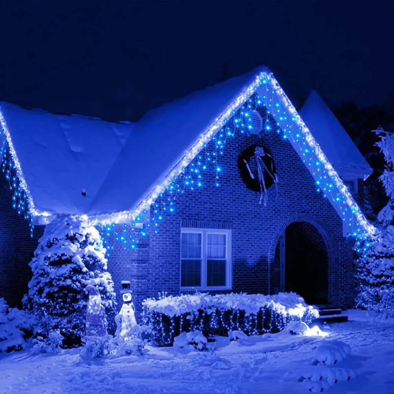 Instalație LED turturi albastru 23.5m, 500 LED flash, exterior premium
