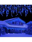 Instalație LED turturi albastru 23.5m, 500 LED flash, exterior premium