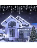 Instalație LED turturi albastru 23.5m, 500 LED flash, exterior premium