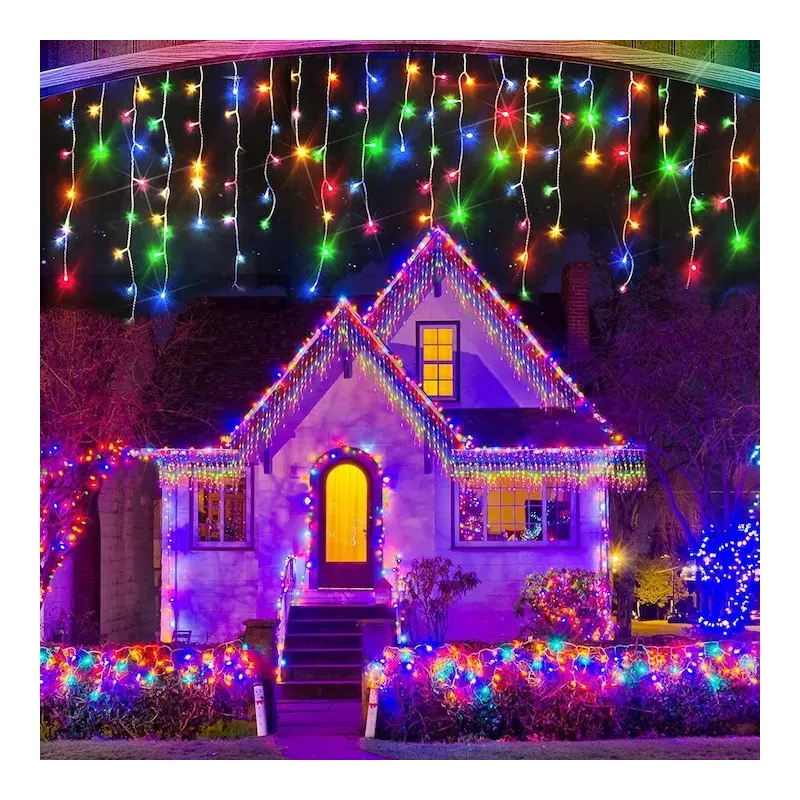 Instalație LED turturi albastru 23.5m, 500 LED flash, exterior premium