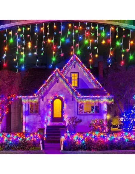 Instalație LED turturi albastru 23.5m, 500 LED flash, exterior premium