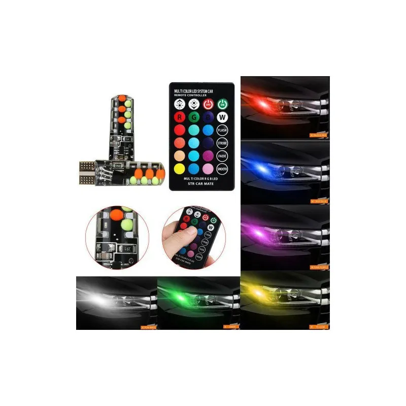 Set 2 becuri de pozitie LED RGB cu telecomanda si