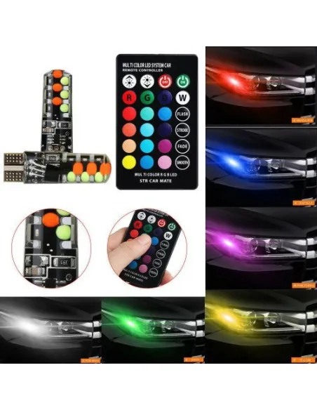 Set 2 becuri de pozitie LED RGB cu telecomanda si