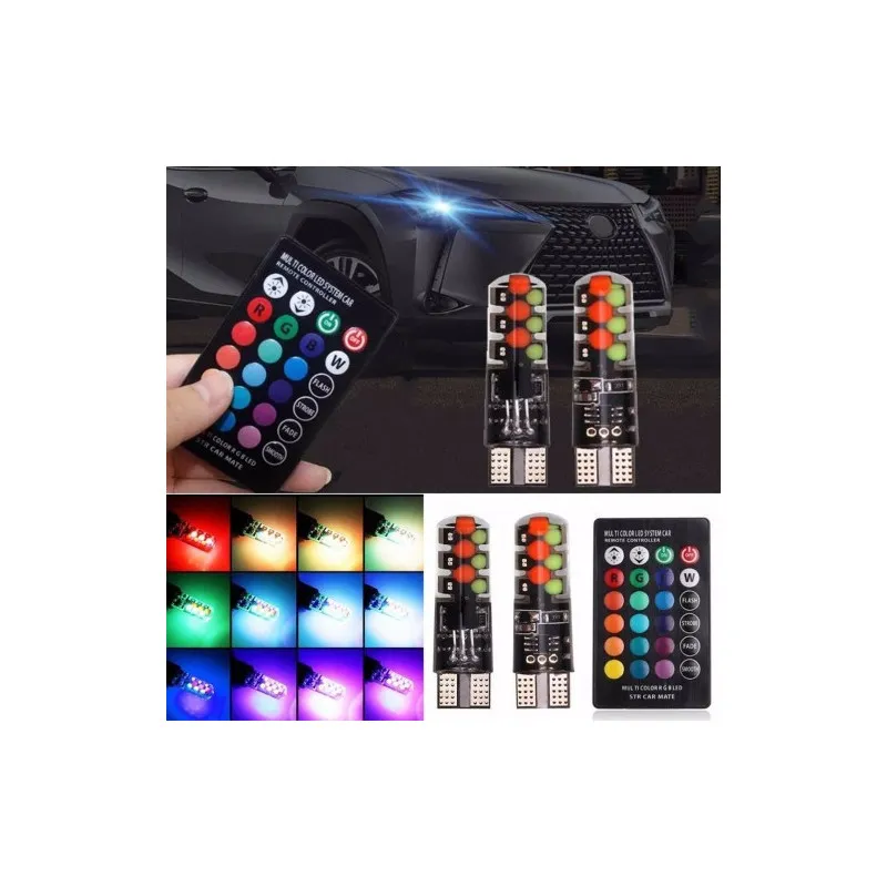 Set 2 becuri de pozitie LED RGB cu telecomanda si
