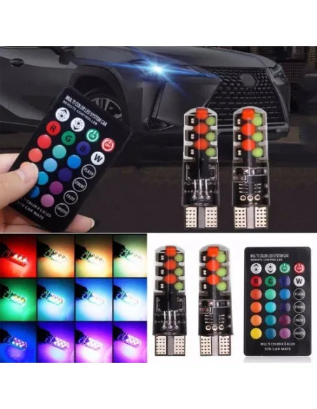 Set 2 becuri de pozitie LED RGB cu telecomanda si