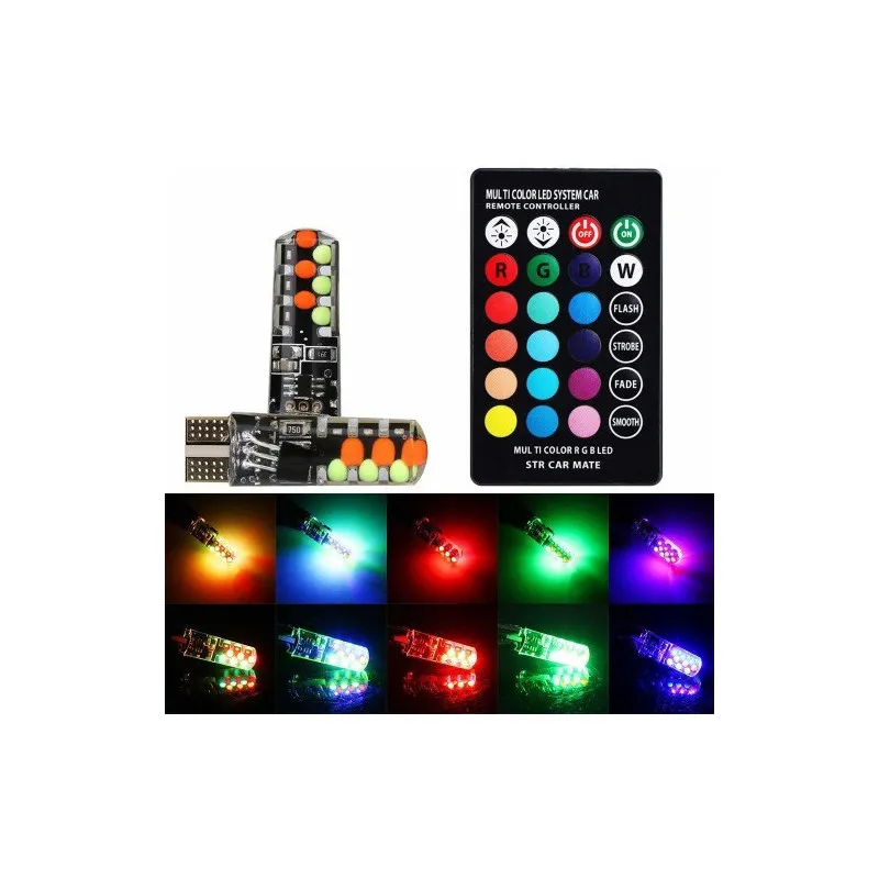 Set 2 becuri de pozitie LED RGB cu telecomanda si