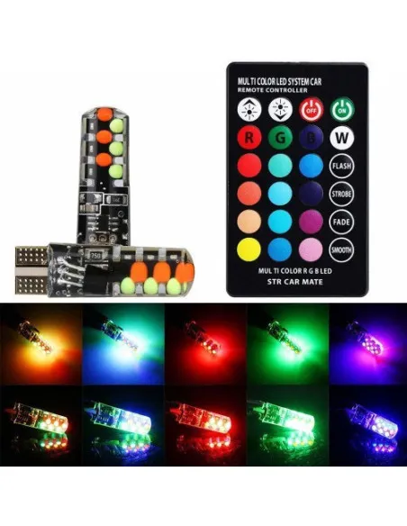 Set 2 becuri de pozitie LED RGB cu telecomanda si