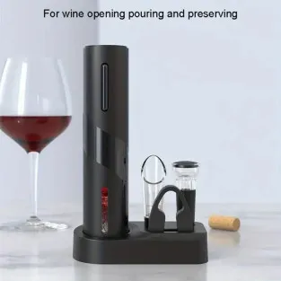 Set Deschizător de Sticle de Vin Electric Reîncărcabil USB și Tirbușon Automat, cu Accesorii Incluse 2
