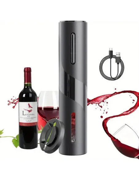 Set Deschizător de Sticle de Vin Electric Reîncărcabil USB și Tirbușon Automat, cu Accesorii Incluse