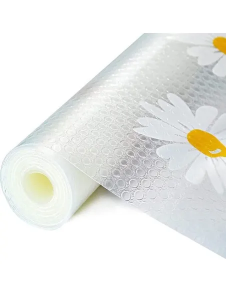 Folie de protectie pentru rafturi cu floricele albe 45 x 300cm