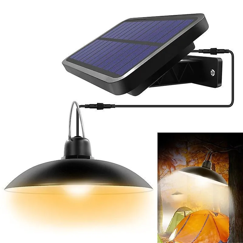 Lampă Solară Pendul cu Cârlig, Panou Solar Independent Cablu 3m, Telecomandă, 3 Niveluri, IP44