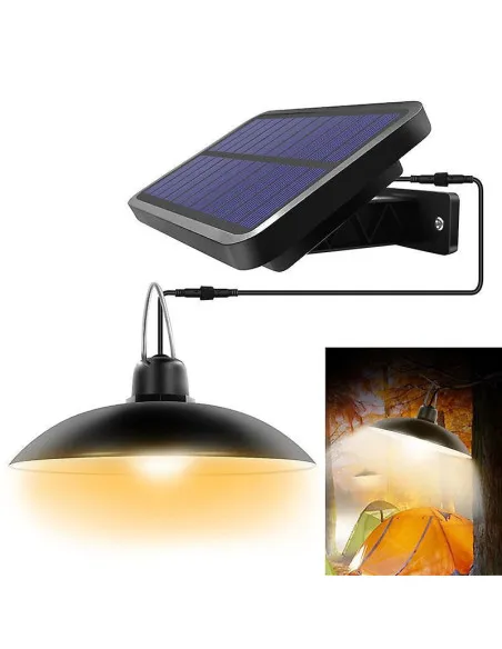 Lampă Solară Pendul cu Cârlig, Panou Solar Independent Cablu 3m, Telecomandă, 3 Niveluri, IP44