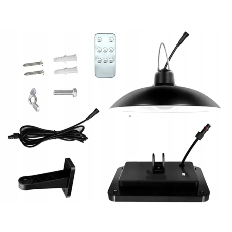 Lampă Solară Pendul cu Cârlig, Panou Solar Independent Cablu 3m, Telecomandă, 3 Niveluri, IP44