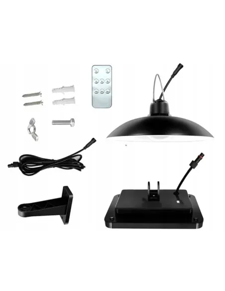 Lampă Solară Pendul cu Cârlig, Panou Solar Independent Cablu 3m, Telecomandă, 3 Niveluri, IP44