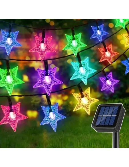 Set 2 Instalatii solare cu 50 LED-uri, stelute, multicolor, 8 jocuri de lumini